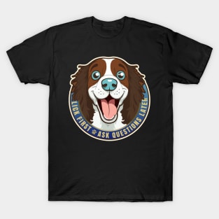 Lick First! English Spring Spaniel Dog Design T-Shirt